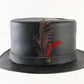 Winfield Cover Co Mens Vintage Black Leather Top Hat W/ Feathers M