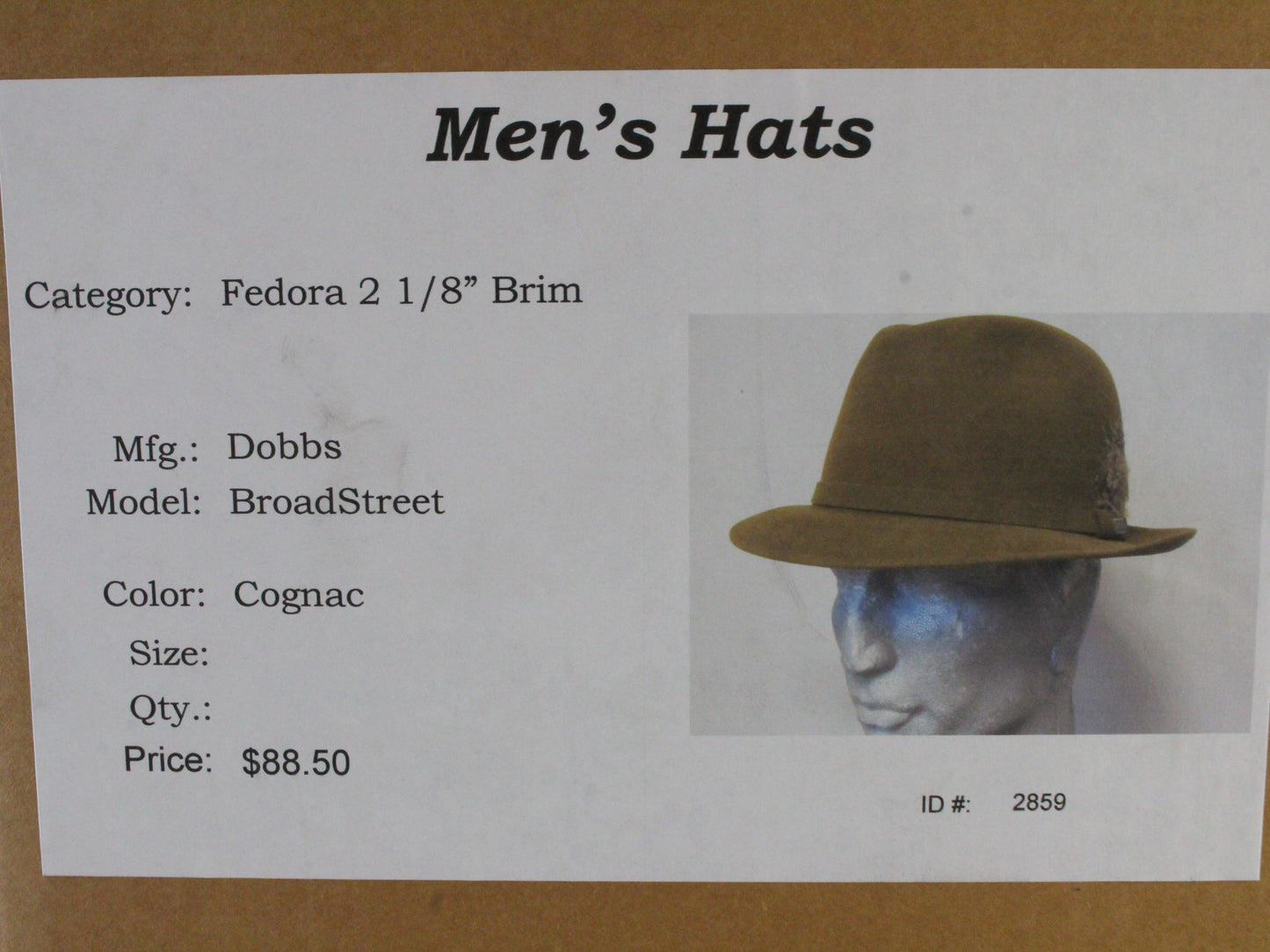 Dobbs Mens Cognac Brown Felt Fedora W/ Feathers and Pin 7 1/2 60cm