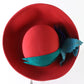 B Michael New York Ladies Elegant Couture Red Dragon Wool Felt Hat 7 56cm