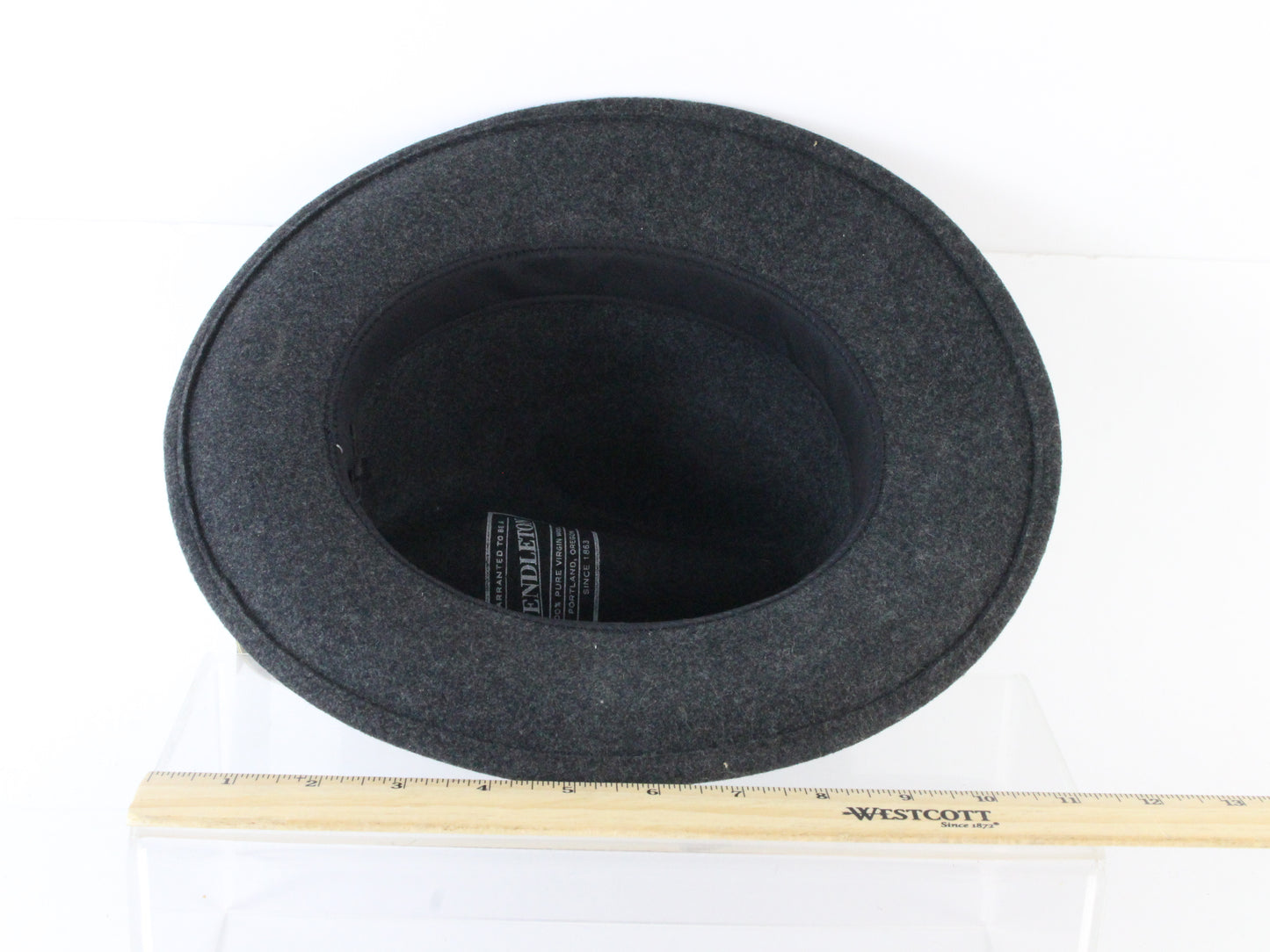 Pendleton Mens Classic Charcoal Gray Wool Felt Fedora W/ Feathers SMALL