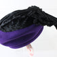 Chapeau Creations Ladies Purple Wool Felt Hat W/ Black Bow 6 7/8 55cm