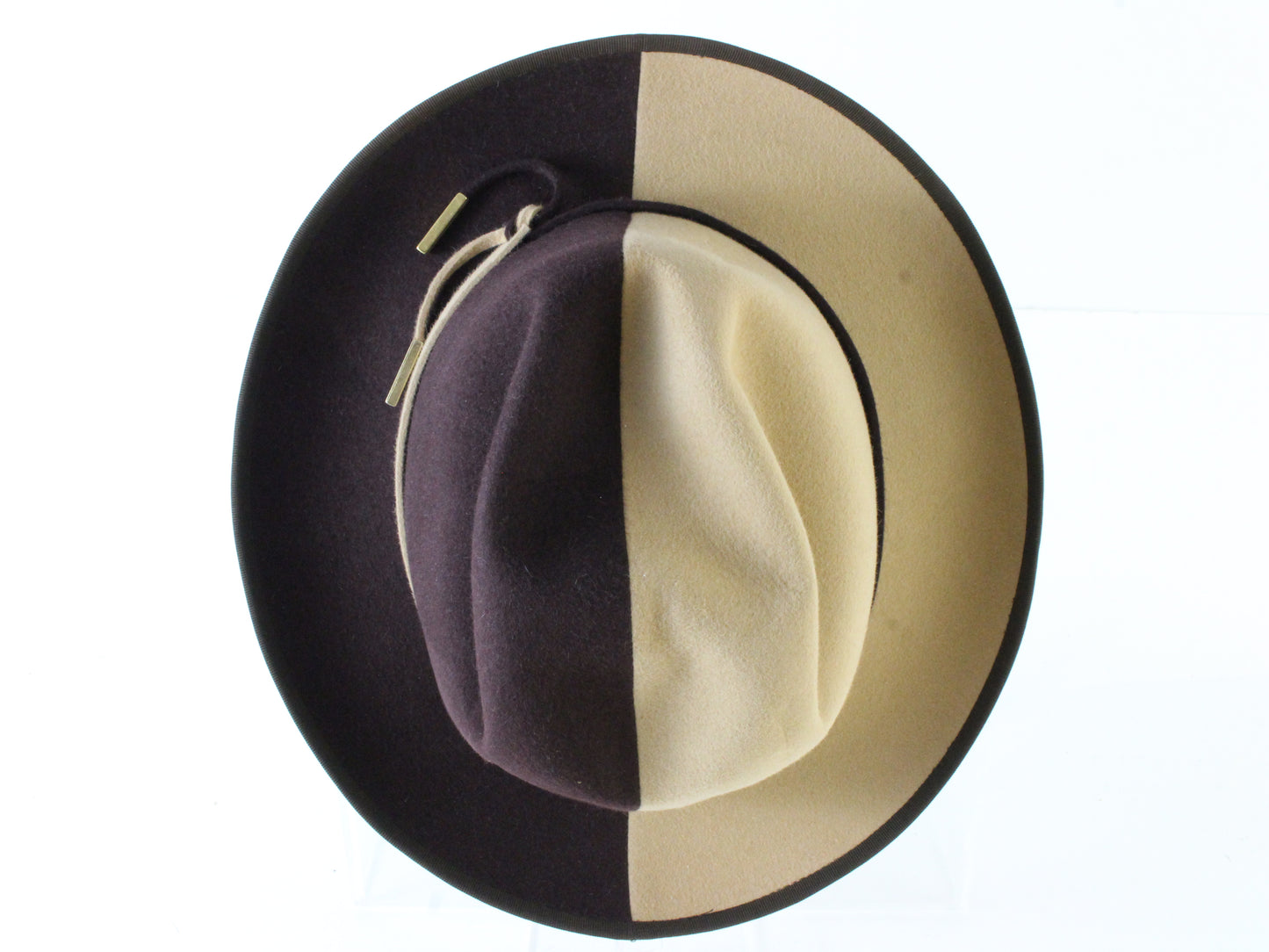 Borsalino Fancy Boutique Ladies Beige and Brown Felt Hat Made Italy Size: M