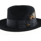 Stetson Sovereign Temple Mens Black Felt Fedora W/ Blue Feather 6 3/4 54cm
