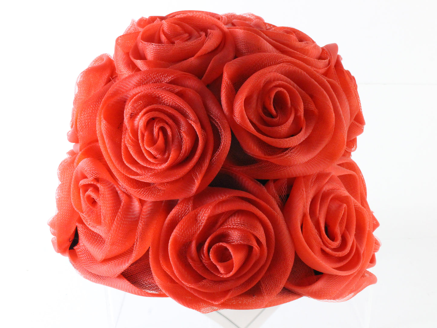 Bailey Tomlin London Ladies Red Boutique Hat W/ Mesh Roses 7 56cm