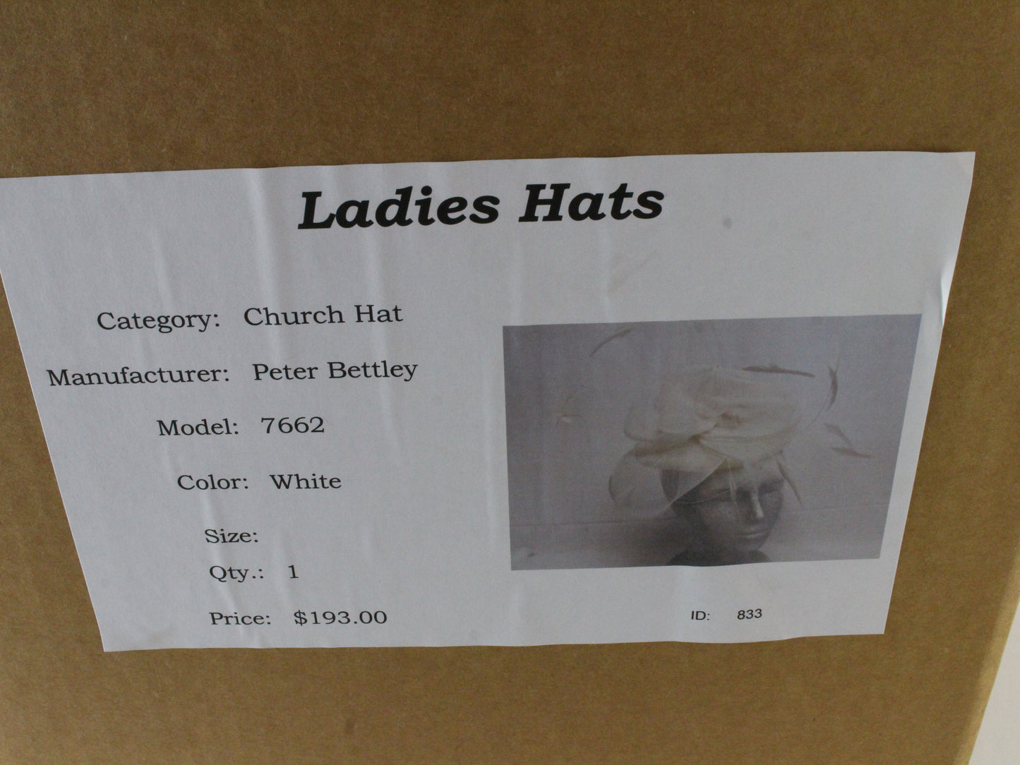 Vintage Peter Bettley Fancy Couture Ladies White Fascinator 6 1/4 50cm