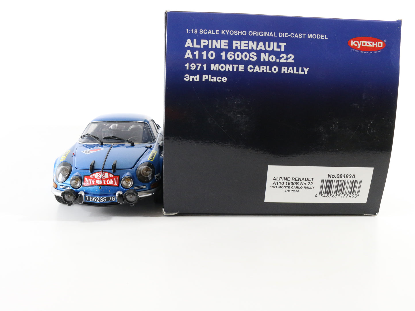 Alpine Renault A110 1600s #22 1971 Monte Carlo 3rd Kyosho 1:18 Model Car 08483a