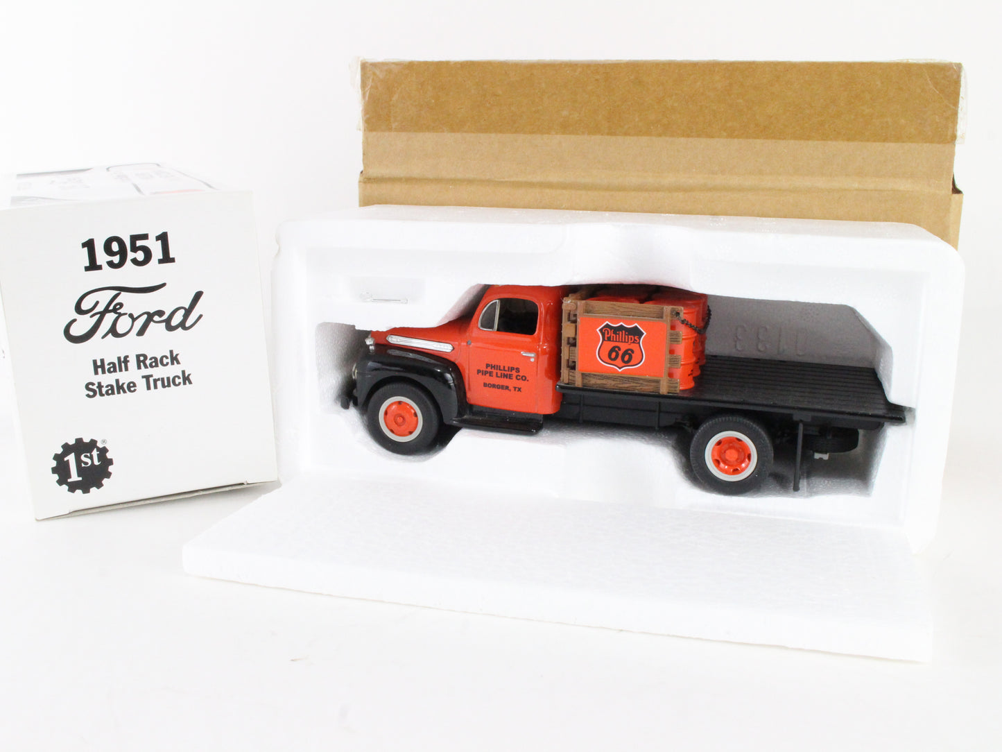 1951 Ford F-6 Half Rack Stake Truck Phillips 66 First Gear 1:34 Model 19-1427