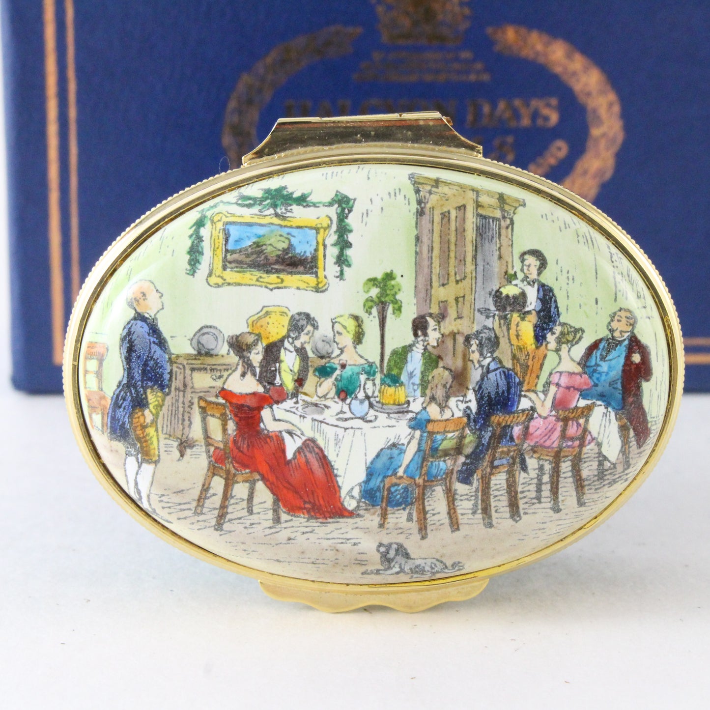 Halcyon Days Holiday Dinner Christmas 1980 Enamel Box Limited Edition 11/366