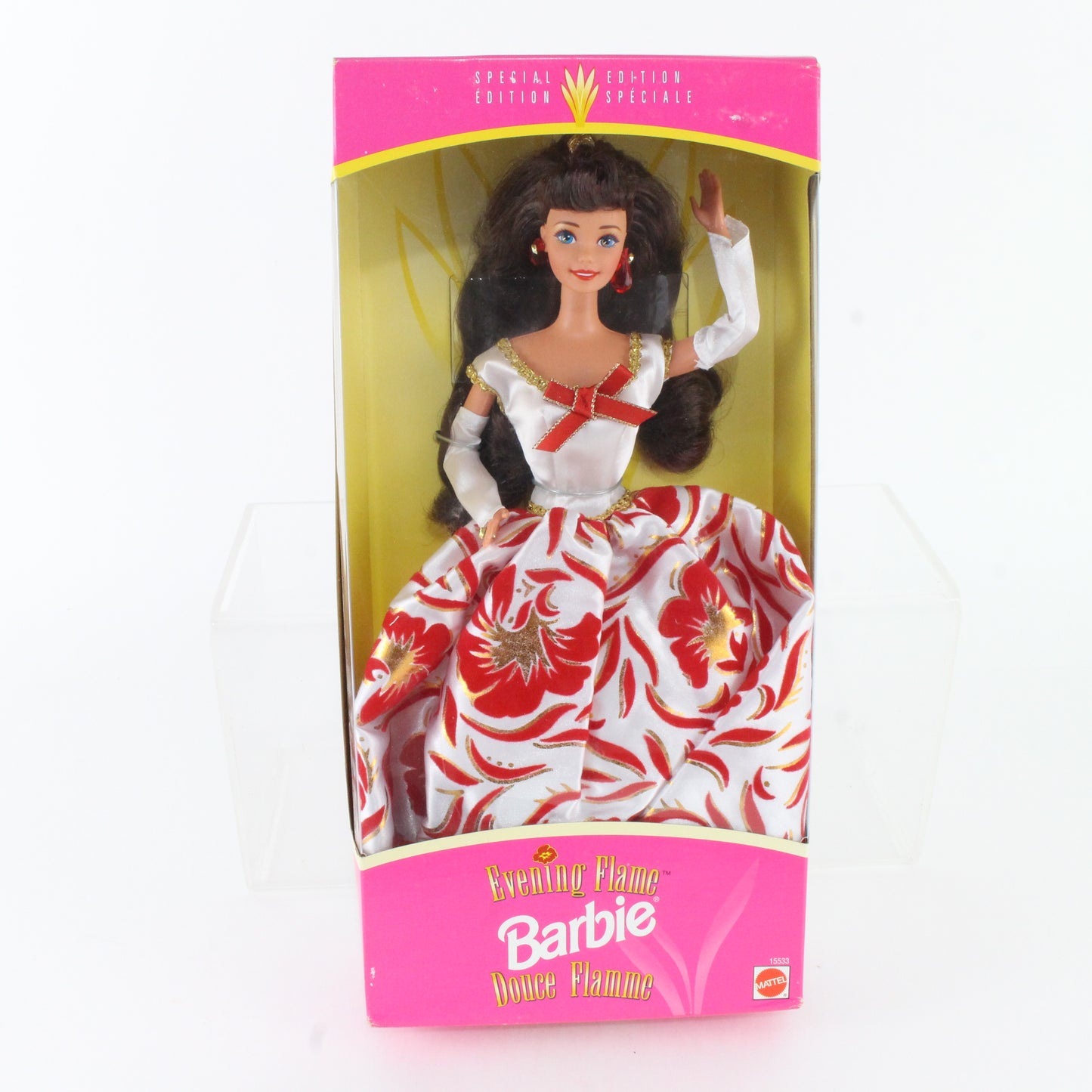 Evening Flame Barbie Brunette With White And Red Gown 15533 Canadian Release