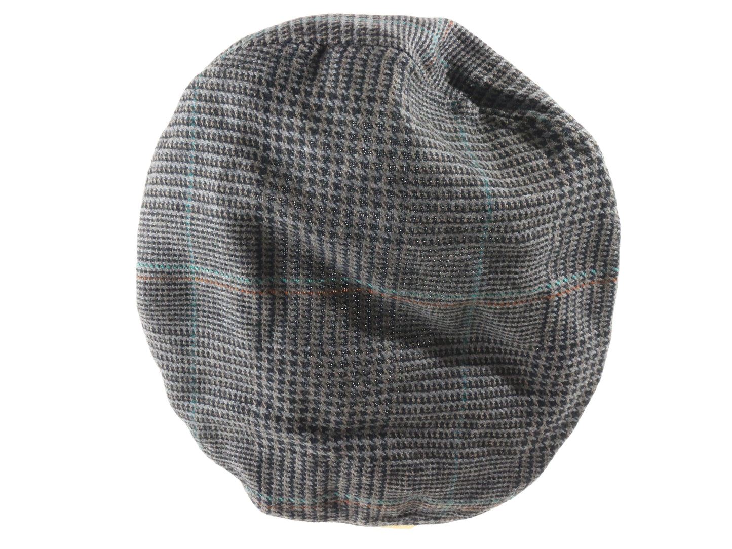 Avalon Classic Mens Gray Plaid Wool Beret W/ Red and Green Stripe S/M