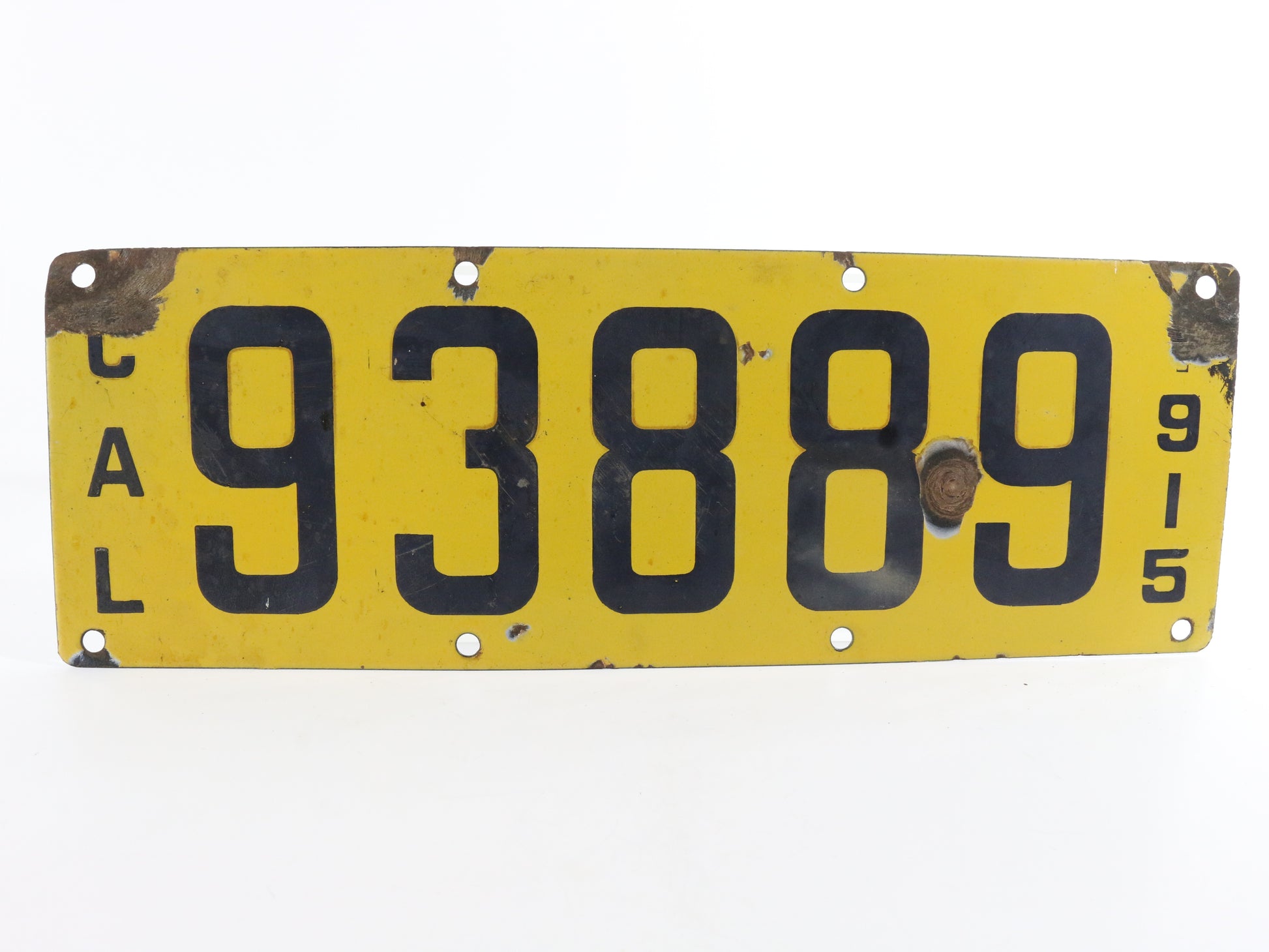 1915 California CAL License Plate Ing-rich 93889 Porcelain Metal Automotive