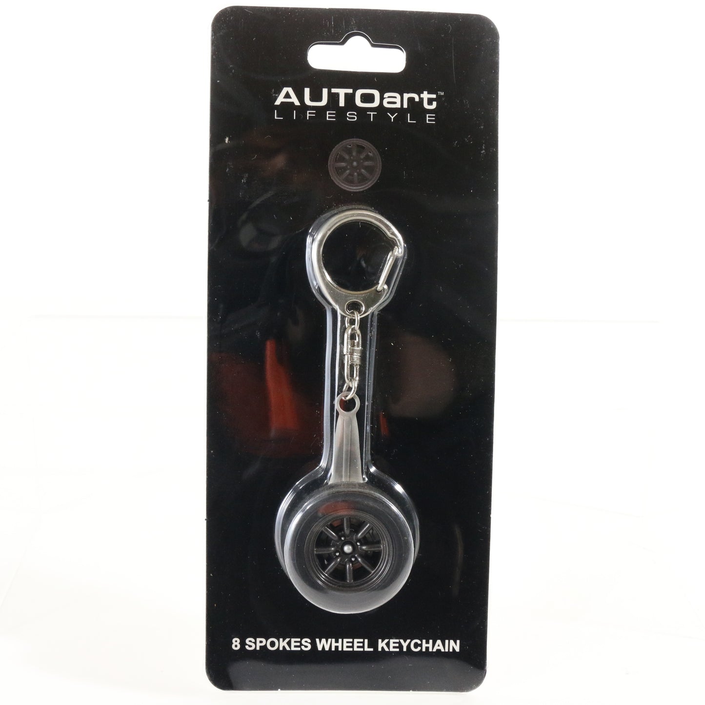 Black 8 Spoke Wheel Tire Keychain Autoart Lifestyle 41567