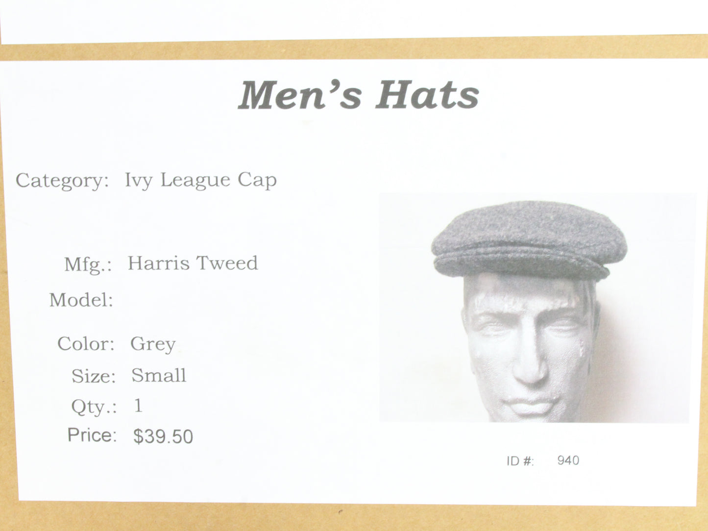 Harris Tweed Mens Vintage Gray Mix Hand Woven Tweed Sport Cap S