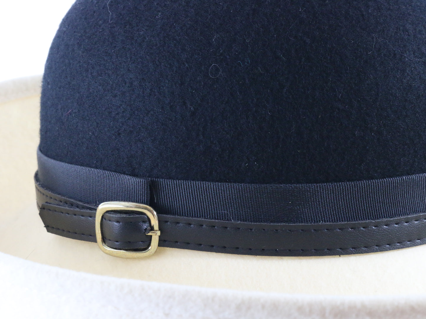 Sonni of California Ladies Black and White Wool Felt Hat W/ Belt 6 7/8 55cm