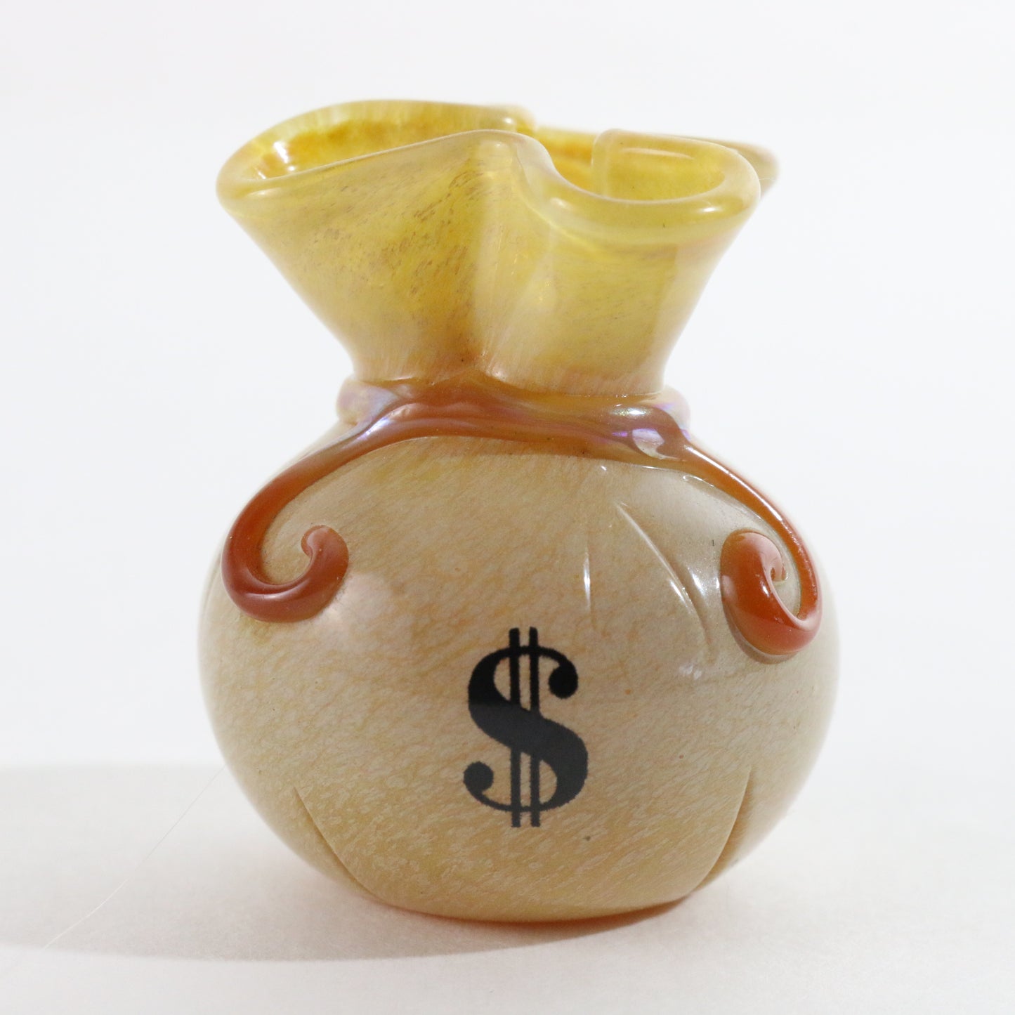 JAG Just Another Gallery Glass Money Bag Yellow & Tan Sand Color 1.5"