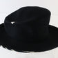 Frank Olive Ladies Black Felt Pinched Crown Hat W/ Zebra Print Trim 7 56cm