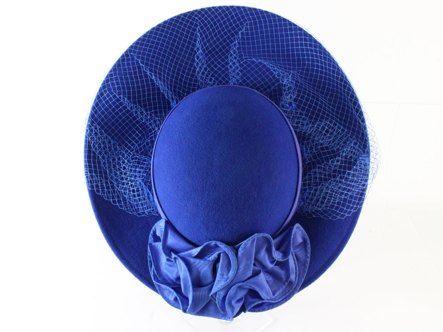 Sonni Of California Ladies Royal Blue Wool Felt Hat W/ Ribbon 6 7/8 55cm