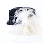 Peter Bettley Ladies Black and White Rabbit Fur Felt Hat W/ Feathers 7 1/8 57cm