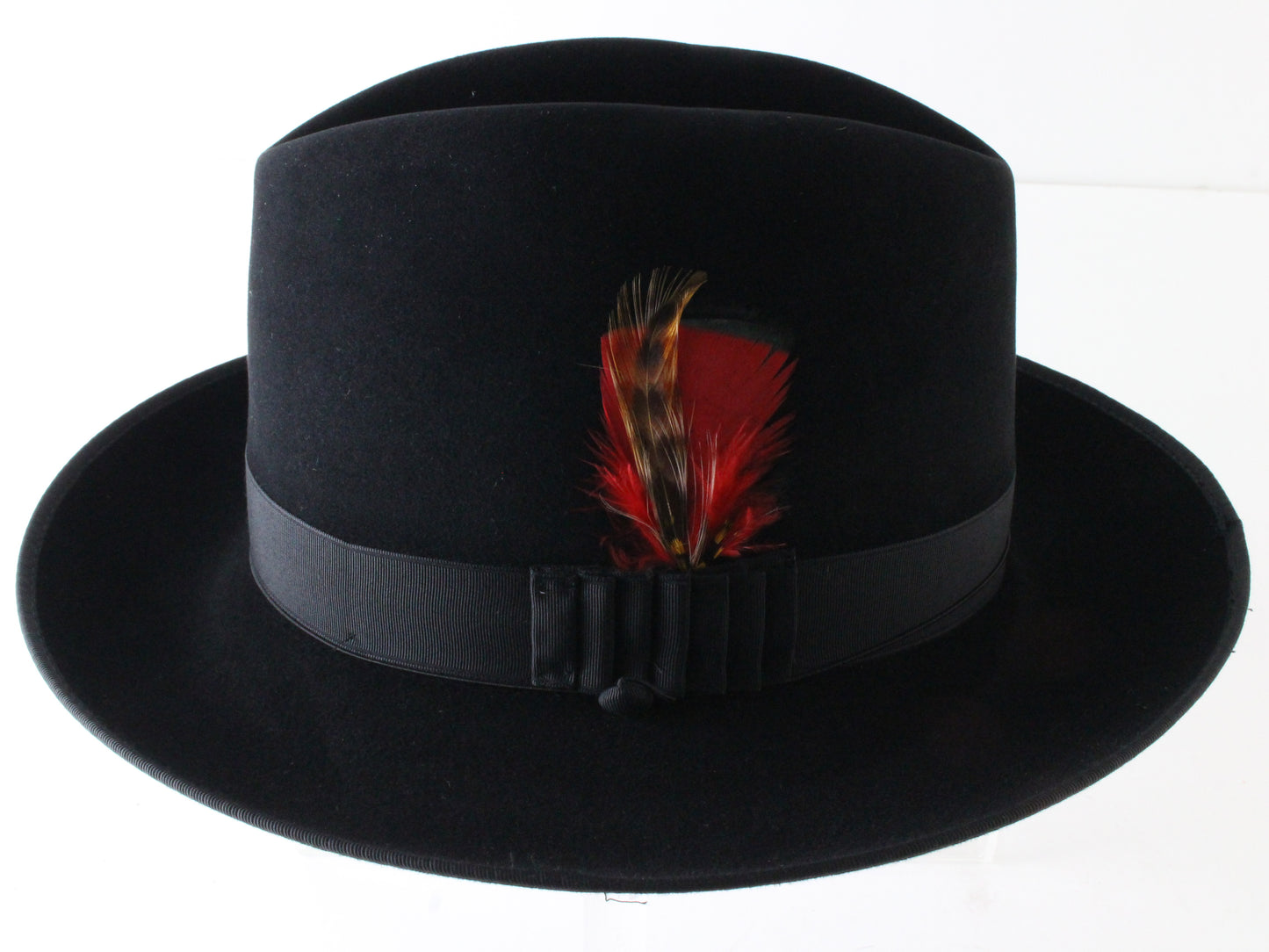 Biltmore President Top Hatter Mens Black Felt Fedora W/ Feather MULTIPLE SIZES