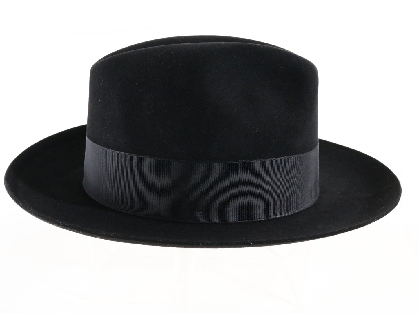 Stetson Sovereign Temple Mens Black Felt Fedora W/ Blue Feather 6 3/4 54cm