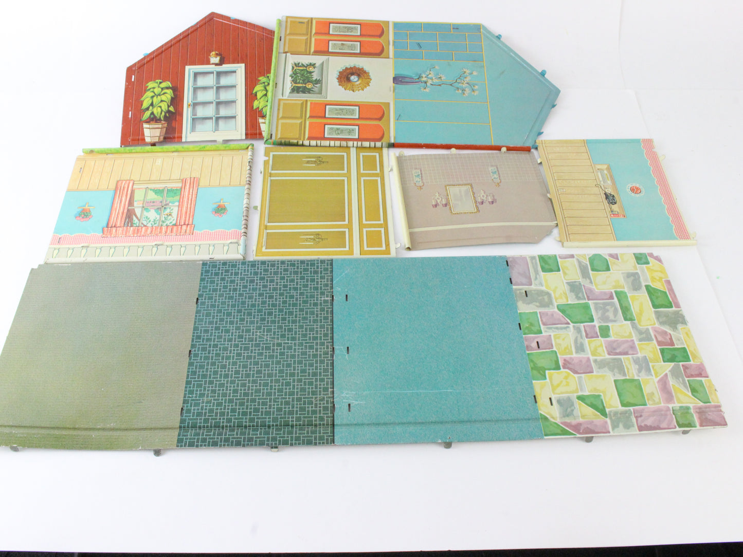Vintage Colonial Doll House Modern Metal Two Story Marx 4070 W/ Box & Furniture