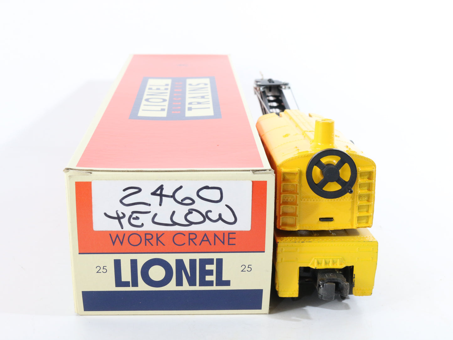 Lionel O Postwar 2460 CUSTOM Yellow Operating Work Crane Car