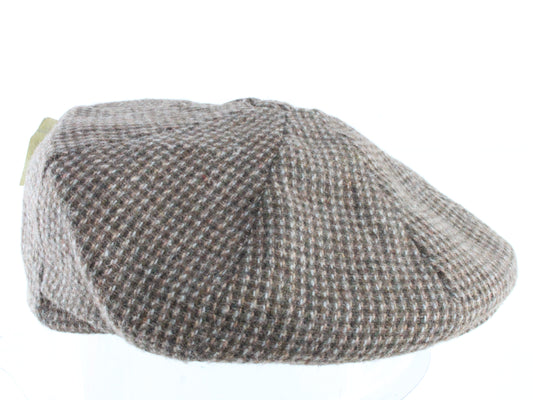 Mens Vintage Brown Mix Checkered Ivy League Cap SMALL