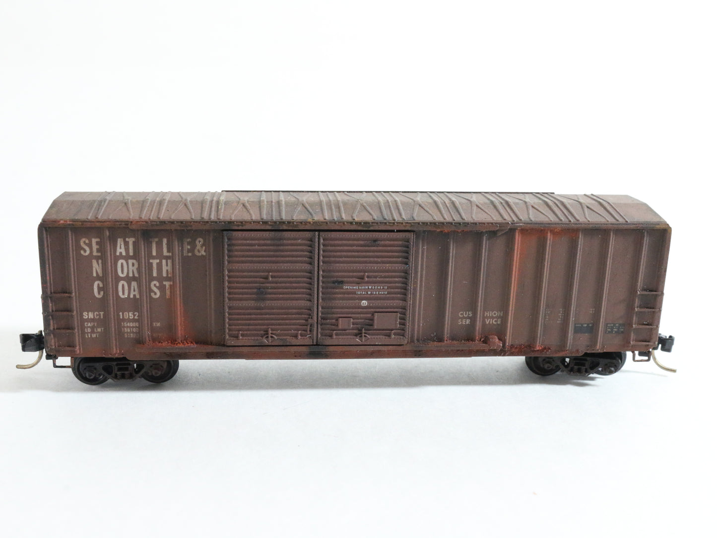 Custom Weathered Seattle & North Coast SNCT 1052 DD Boxcar Microtrains N