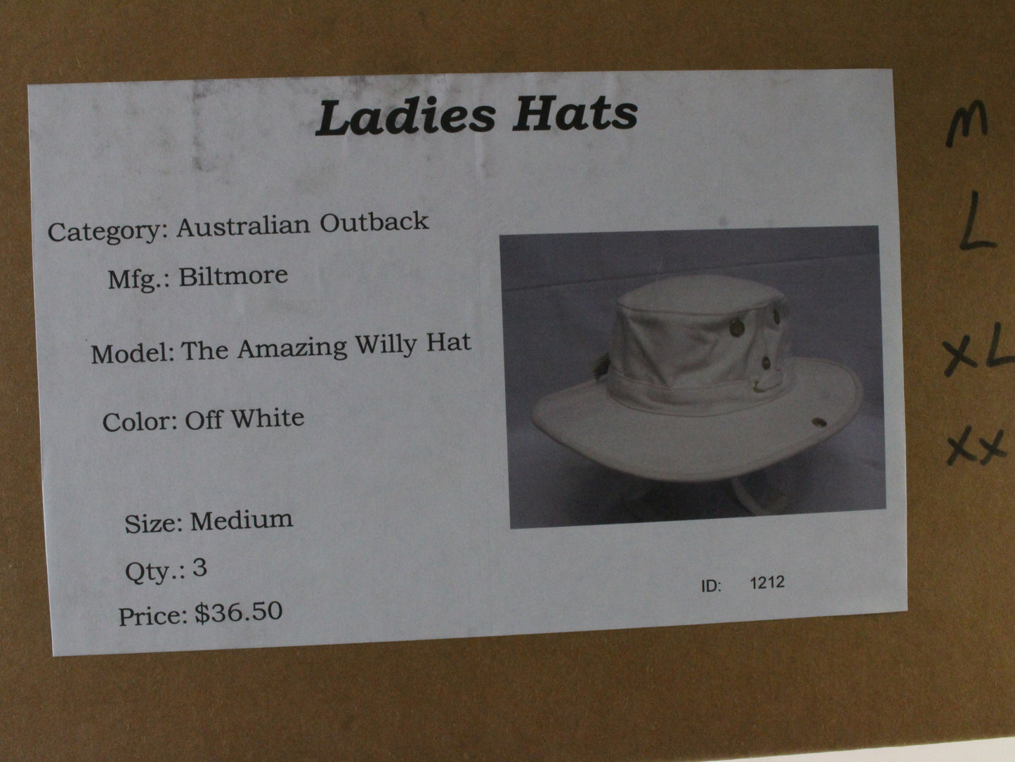 Biltmore Ladies Off White Cotton Australian Outback Hat MULTIPLE SIZES CANADA