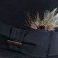 Stetson Sovereign Temple Mens Black Felt Fedora W/ Blue Feather 6 3/4 54cm