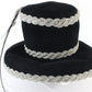 Eve Andrea Ladies Elegant Boutique Black Felt Hat W/ Beading Feather 7 1/8 57cm