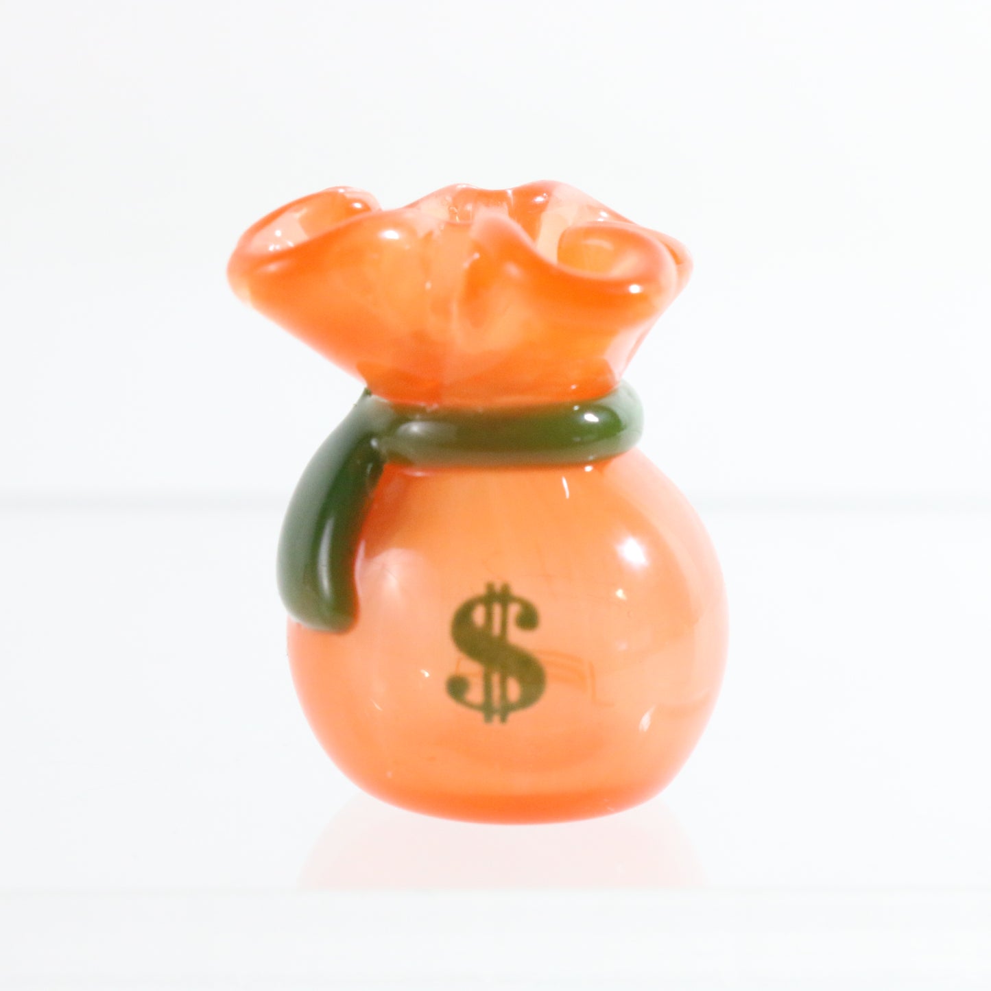 JAG Just Another Gallery Glass Money Bag Orange & Green #43 1"