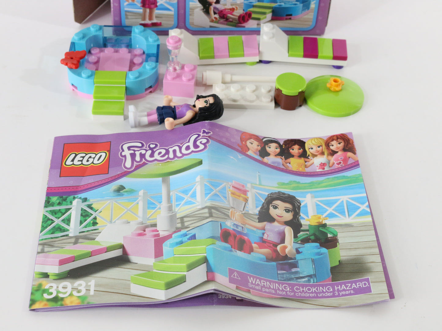 Lego Friends Emmas Splash Pool Mostly Built Set 3931 W/ Box & Instructions