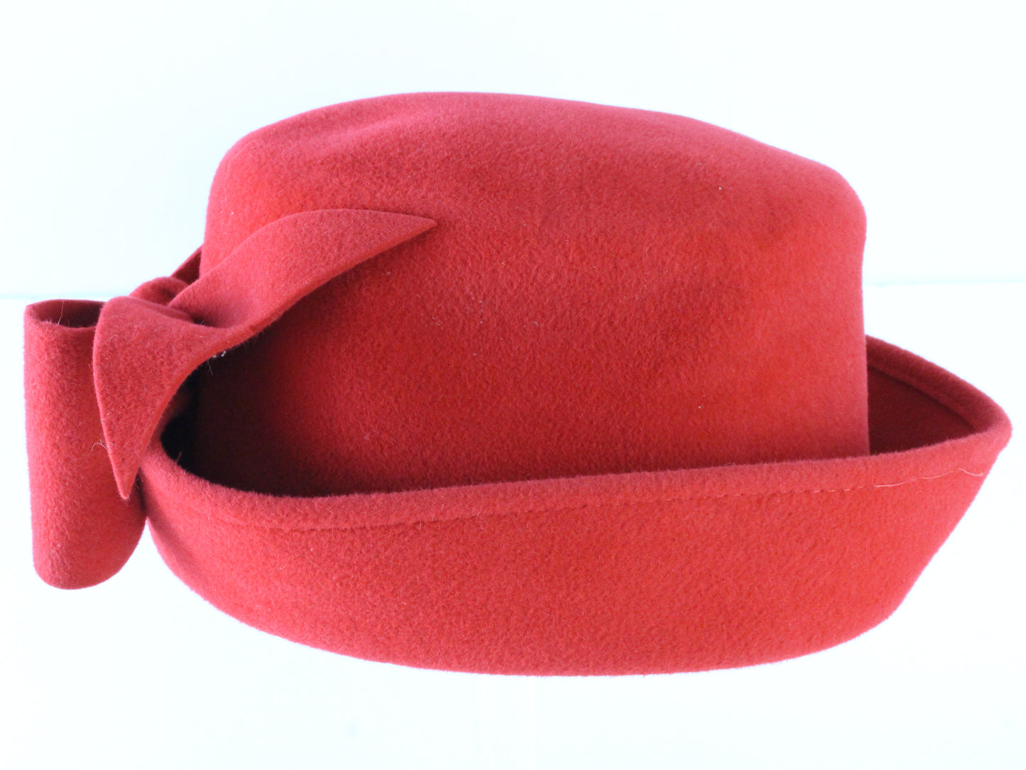 Frank Olive Private Collection Ladies Boutique Red Felt Hat W/ Bow 7 56cm