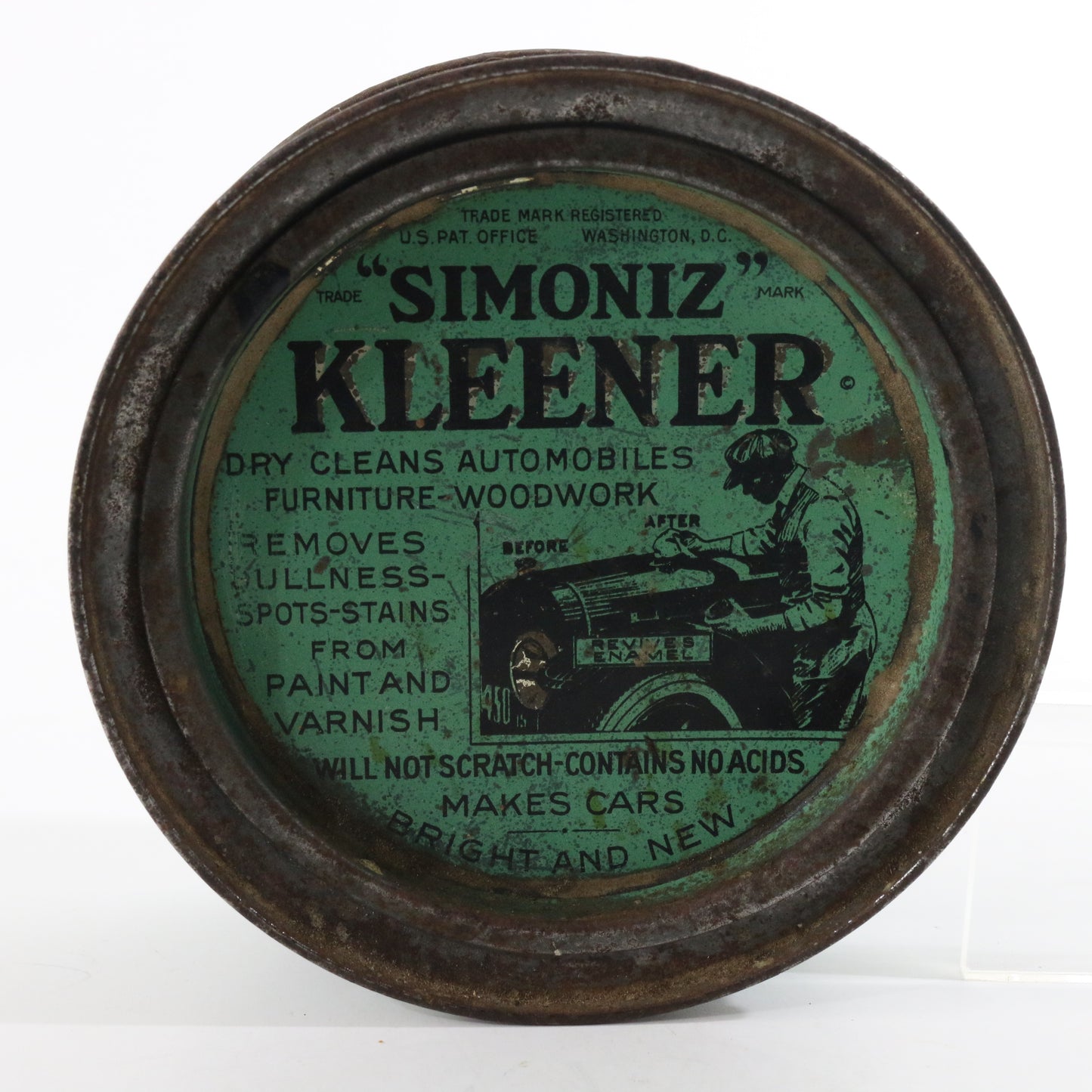 Simoniz Protects Finishes Automobile Furniture 1920s Era Metal Can Container