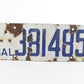 1918 License Plate California CAL 381485 Vintage Metal Automobile