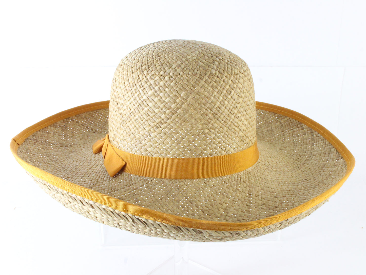 Peralta Place Ladies Natural Straw Summer Hat W/ Orange Band 7 56cm