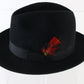Royal Biltmore Mens Classic Black Felt Fedora W/ Feather 6 5/8 53cm