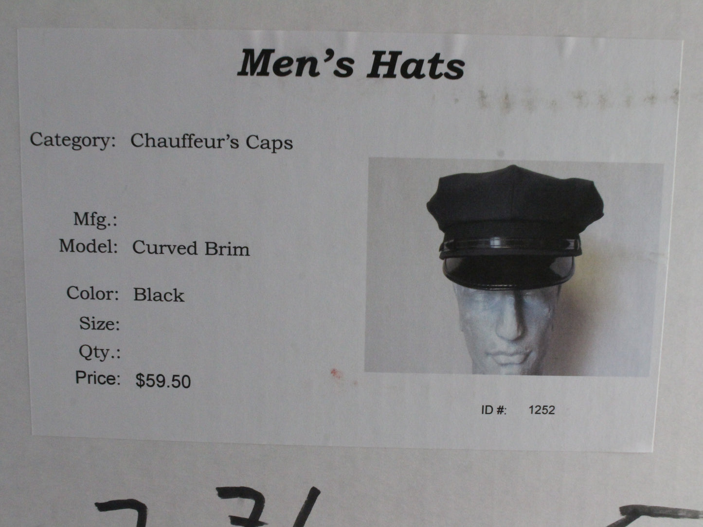 Mens Classic Black Curved Brim Chauffeurs Cap QUALITY MADE MULTIPLE SIZES