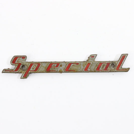 Special Red & Silver Vintage Metal Automobile Emblem Badge 5"