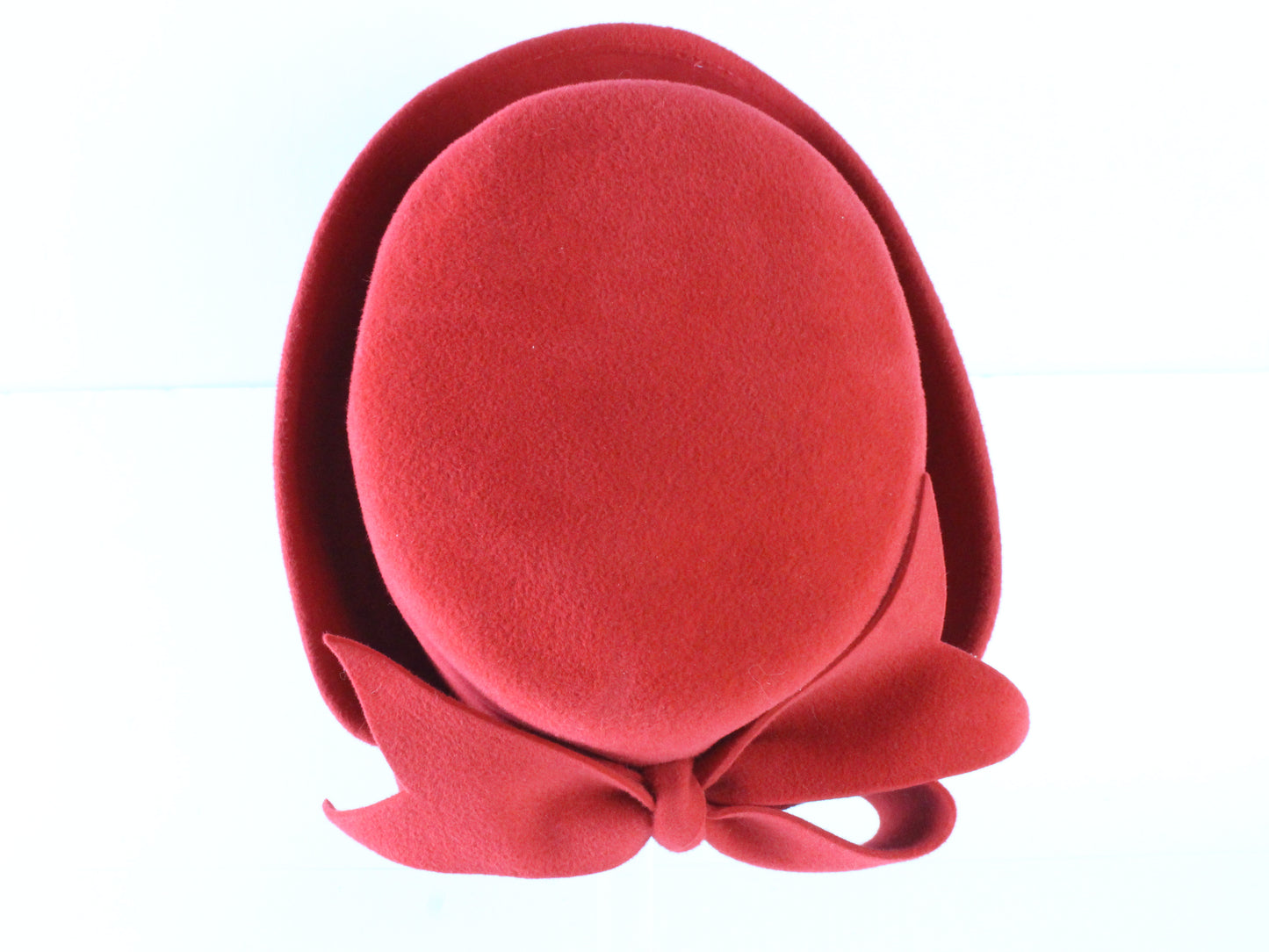 Frank Olive Private Collection Ladies Boutique Red Felt Hat W/ Bow 7 56cm