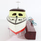 Vintage White Yellow Red Remote Controlled Battery Cabin Cruiser Wooden Boat 12"