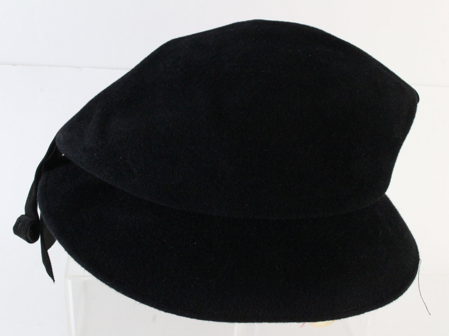 Frank Olive Gold Standard Ladies Black Boutique Felt Hat W/ Trim 7 1/8 57cm