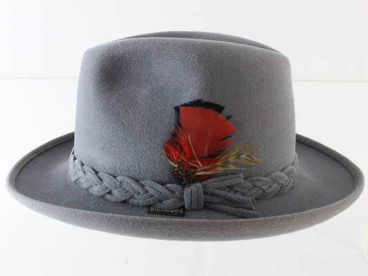 Biltmore Golden Pheasant Velour Mens Sterling Gray Felt Fedora 7 56cm