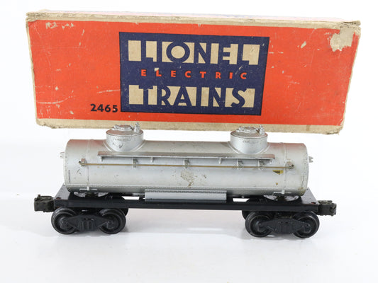 Lionel O Postwar 2465 Sunoco Silver 2 Dome Tank Car W/ Box