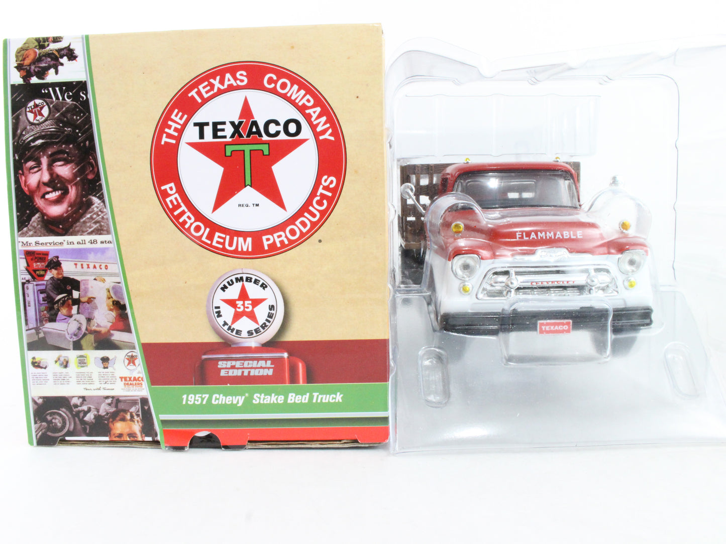 1957 Chevy Stake Bed Truck Texaco Vintage Fuel 1:25 Scale Model Cp7506