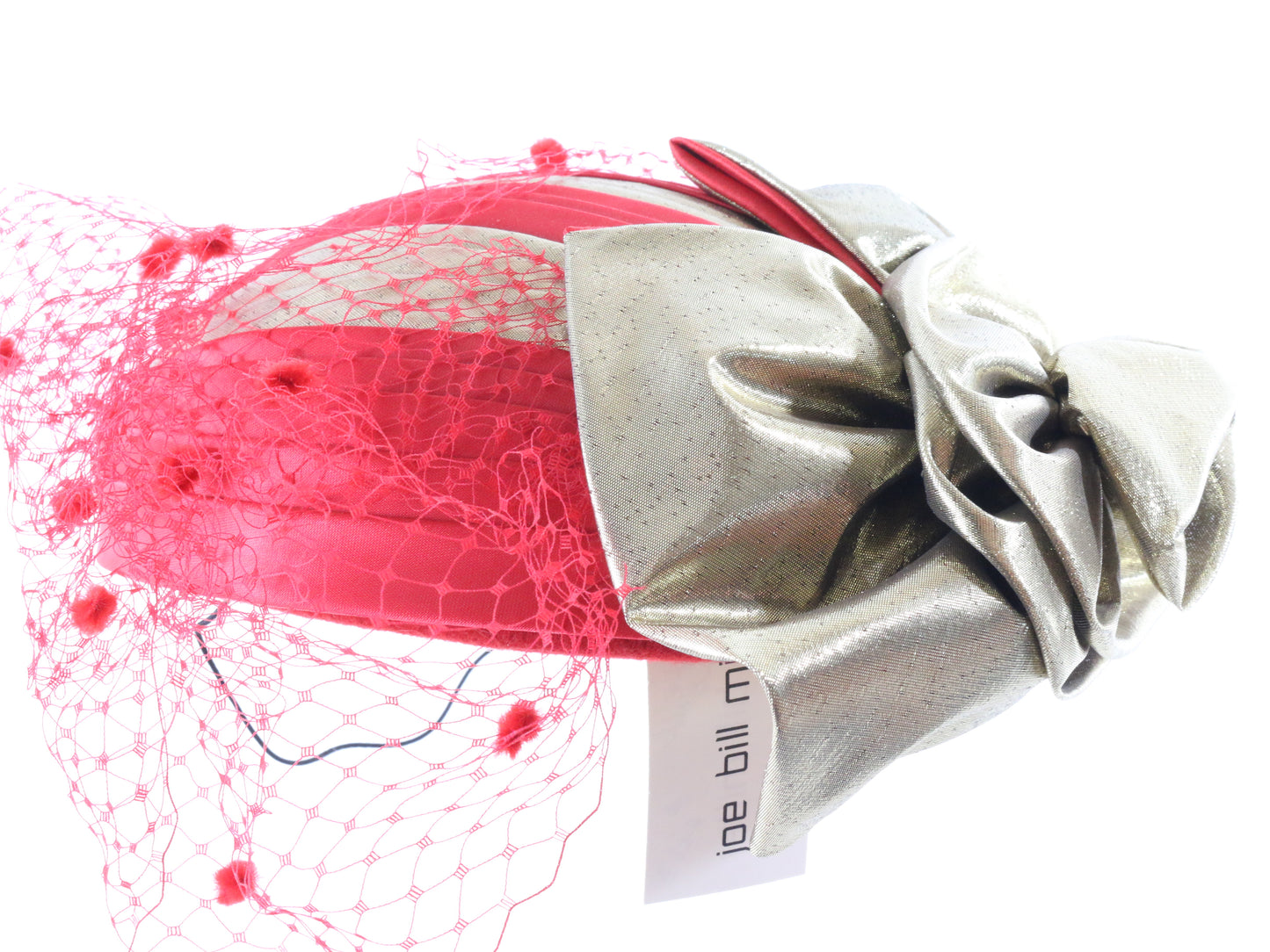 Joe Bill Miller Ladies Red Wool Felt Fascinator W/ Gold Bow 6 3/8 51cm