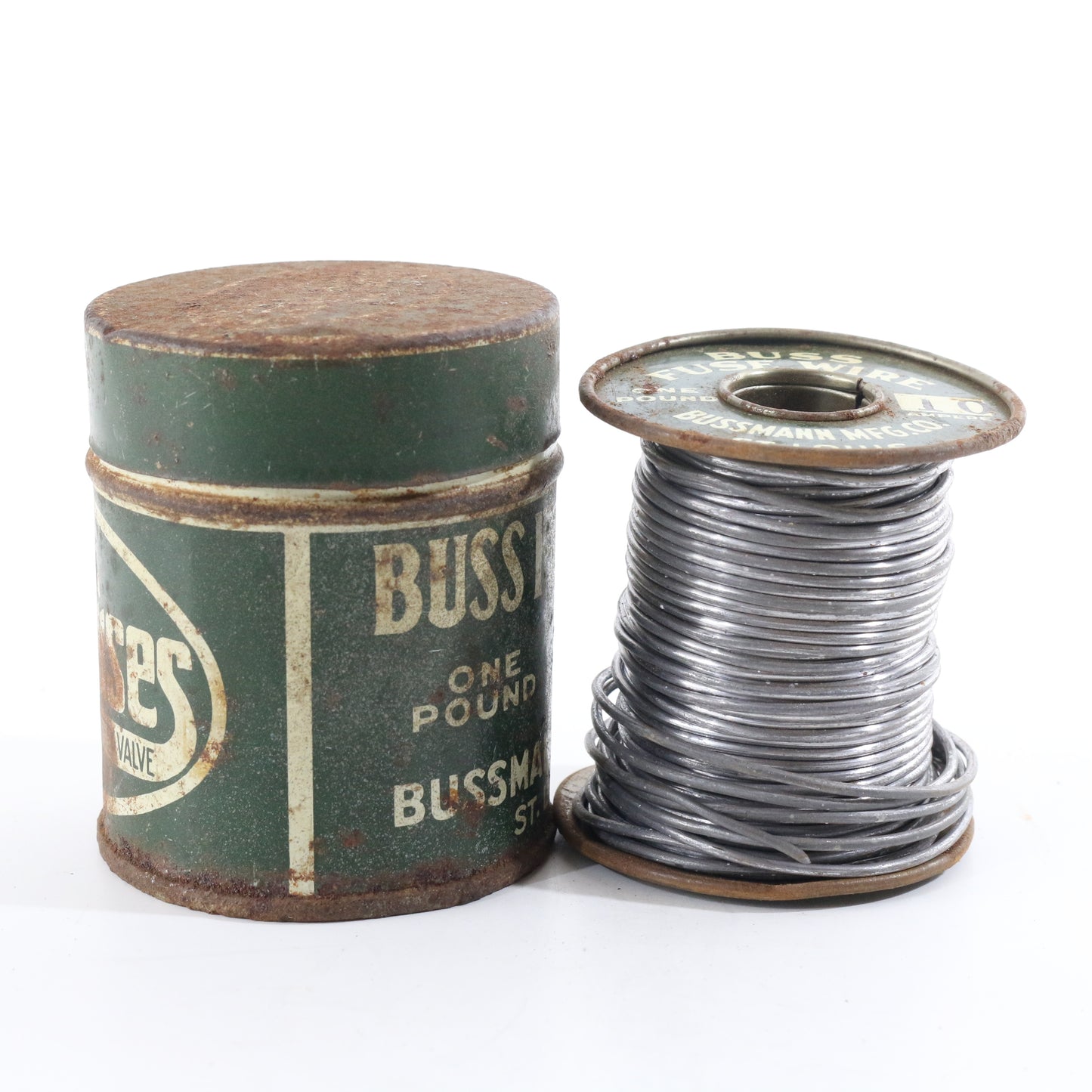 Bussfuses Bussmann One 10 Amp Vintage Metal Can Container & Spool Fuse Wire