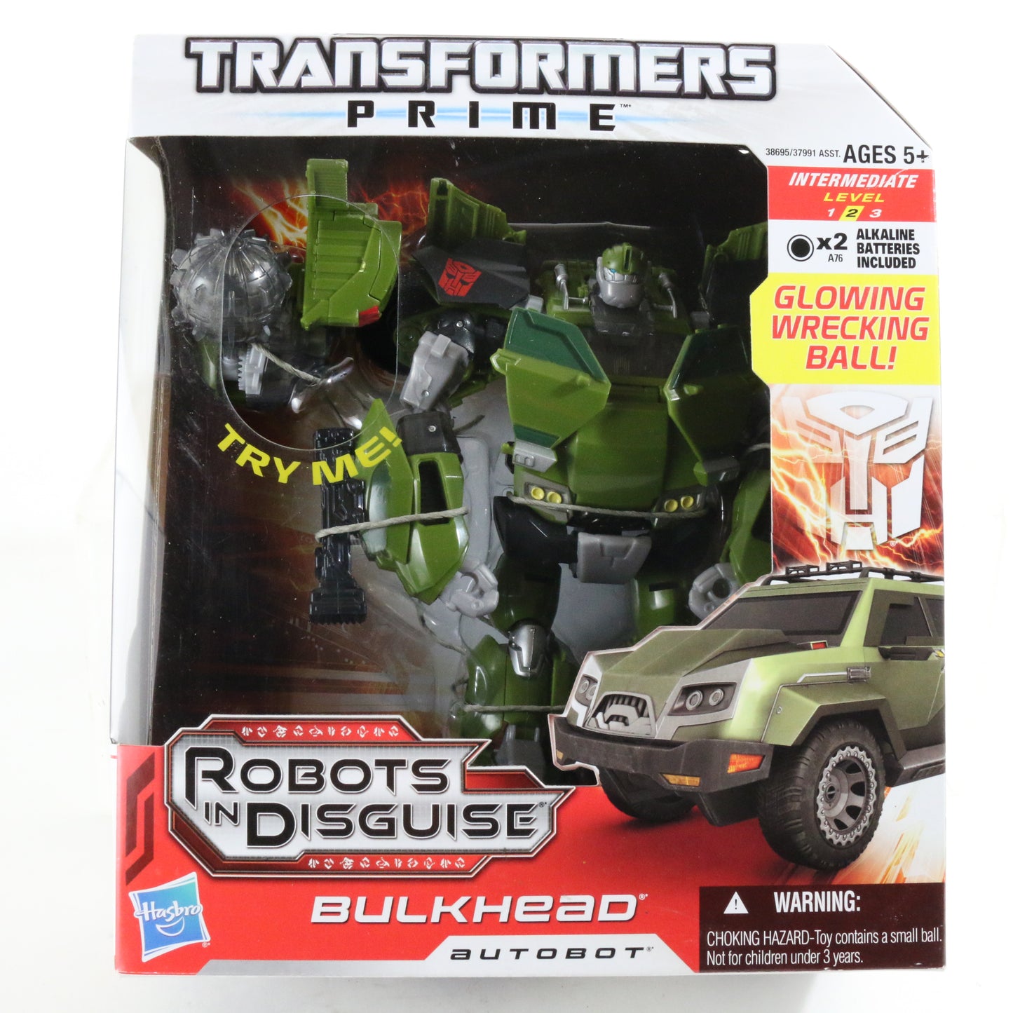 Bulkhead Autobot Transformers Prime Glowing Wrecking Ball VOYAGER CLASS Hasbro