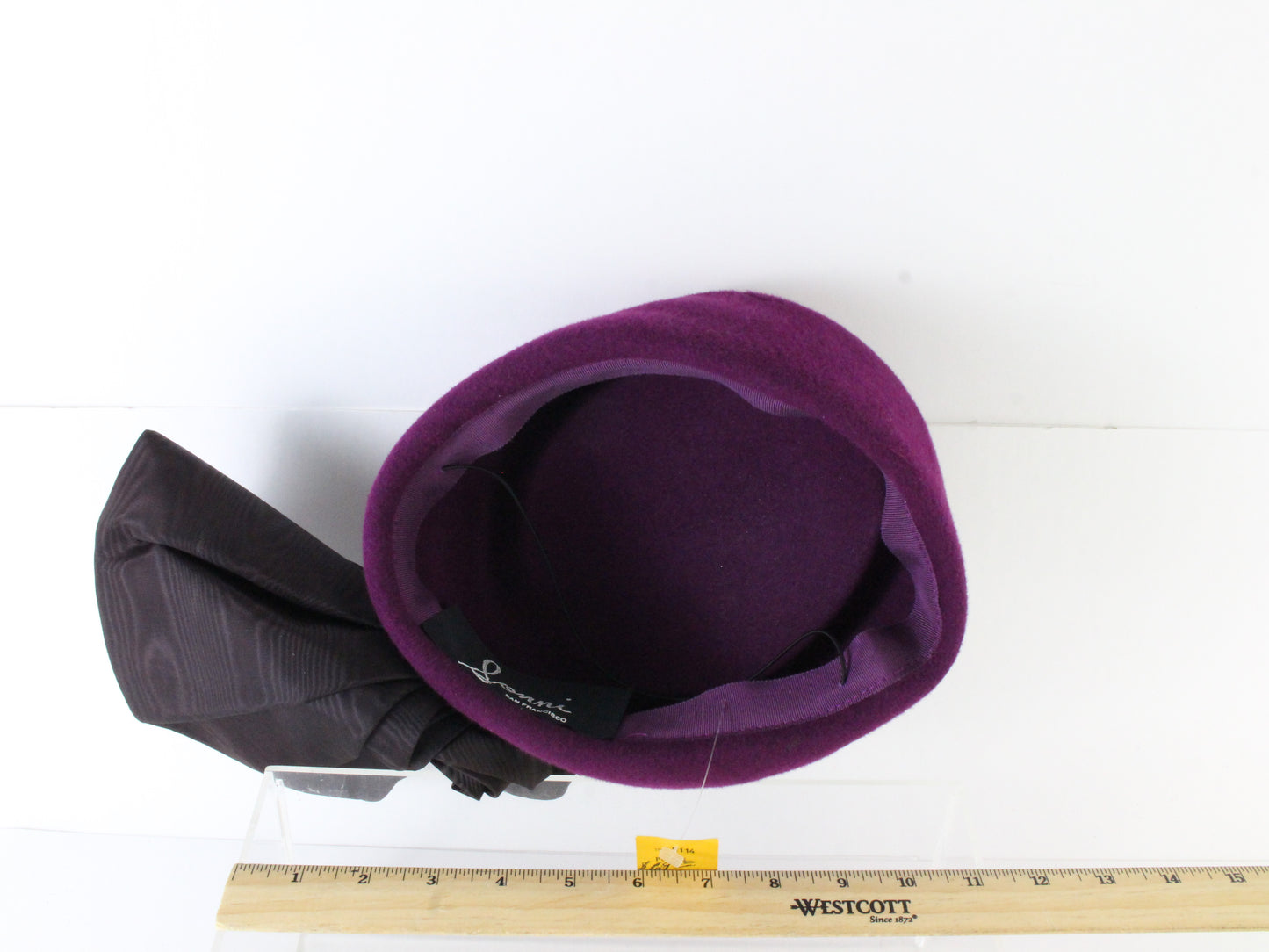 Sonni Of California Ladies Boutique Purple Felt Hat W/ Flower 7 1/8 57cm